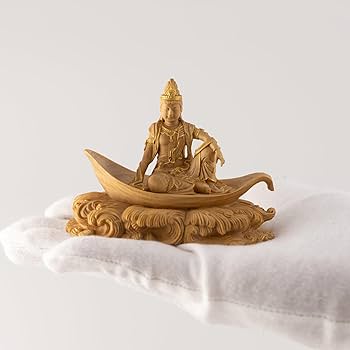 Amazon｜極小仏 一葉観音 波台6.8cm（木製：ツゲ 金泥仕上）＿